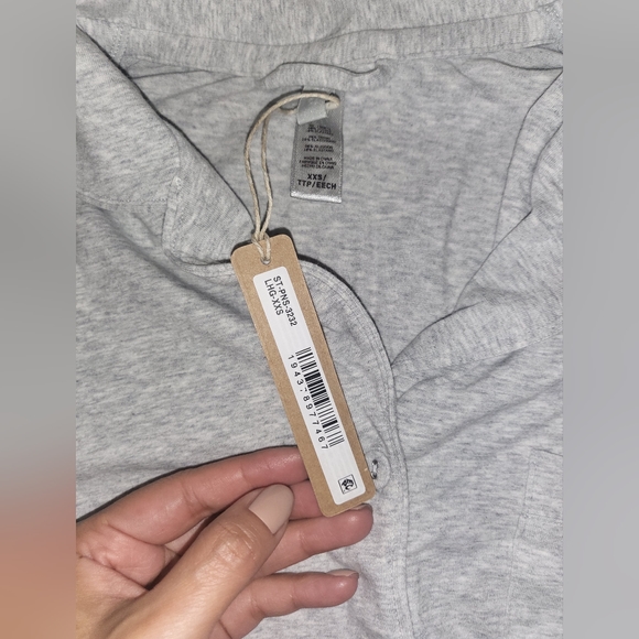 NWT SKIMS COTTON BLEND JERSEY PAJAMA SET IN LIGHT HEATHER GREY SIZE XXS - Picture 7 of 9